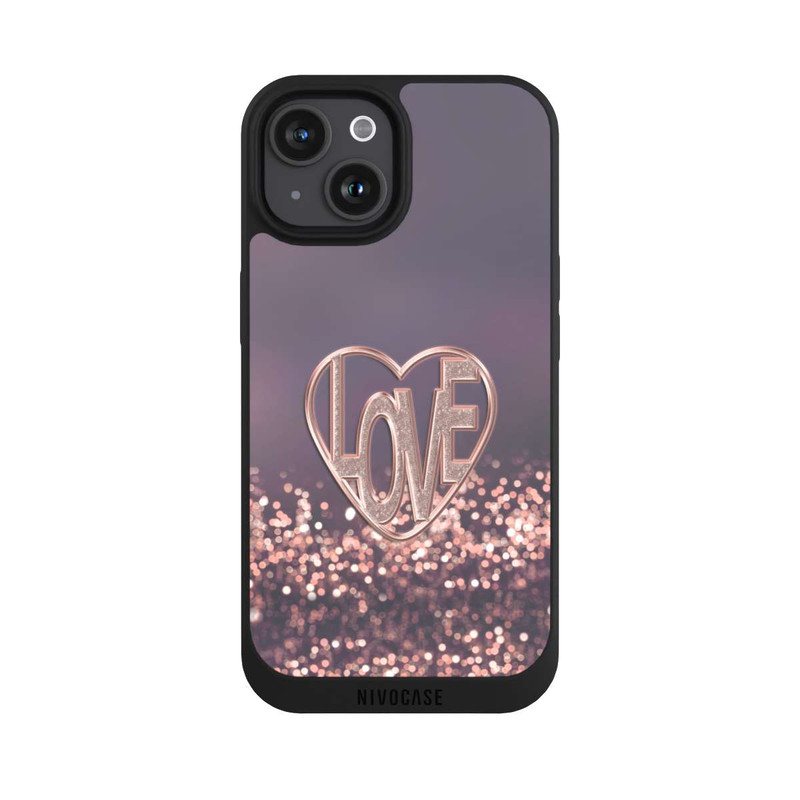 iPhone 15 NIVOpure LOVE Glitzerrosa