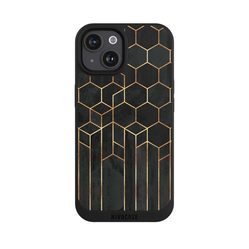 iPhone 15 NIVOpure Schwarze Sechsecke