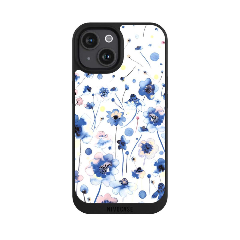 iPhone 15 NIVOpure Aquarelltinte blaue Blumen