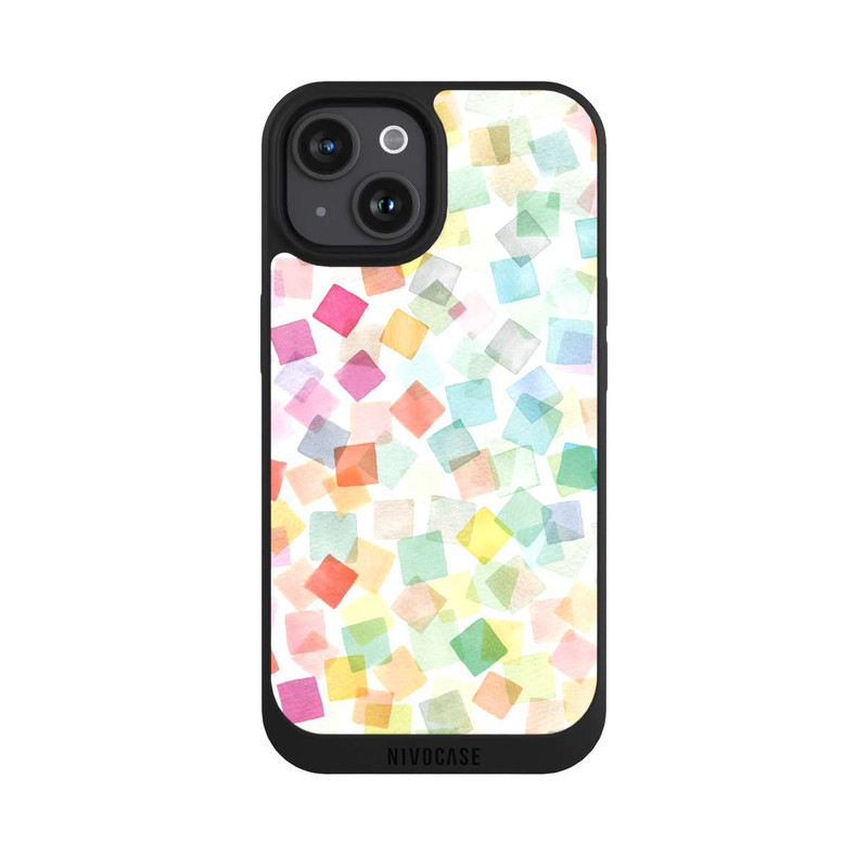 iPhone 15 NIVOpure Konfetti geometrische Plaids Regenbogen
