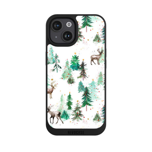 Apple iPhone 15 NIVOpure Hirsche und Winterweihnachtsbäume