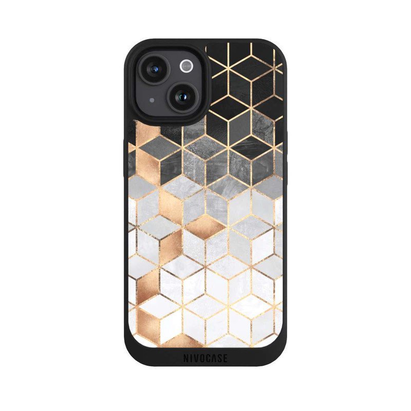 iPhone 15 NIVOpure Würfel dunkel und gold