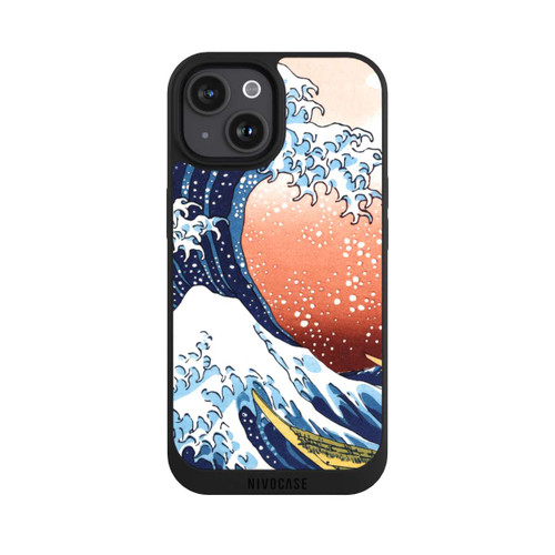Apple iPhone 15 NIVOpure Kanagawa Welle Mit Rotem Hintergrund