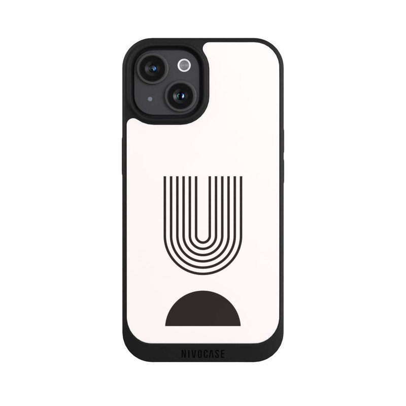 iPhone 15 NIVOpure Moderne Kunst Schwarze Linien