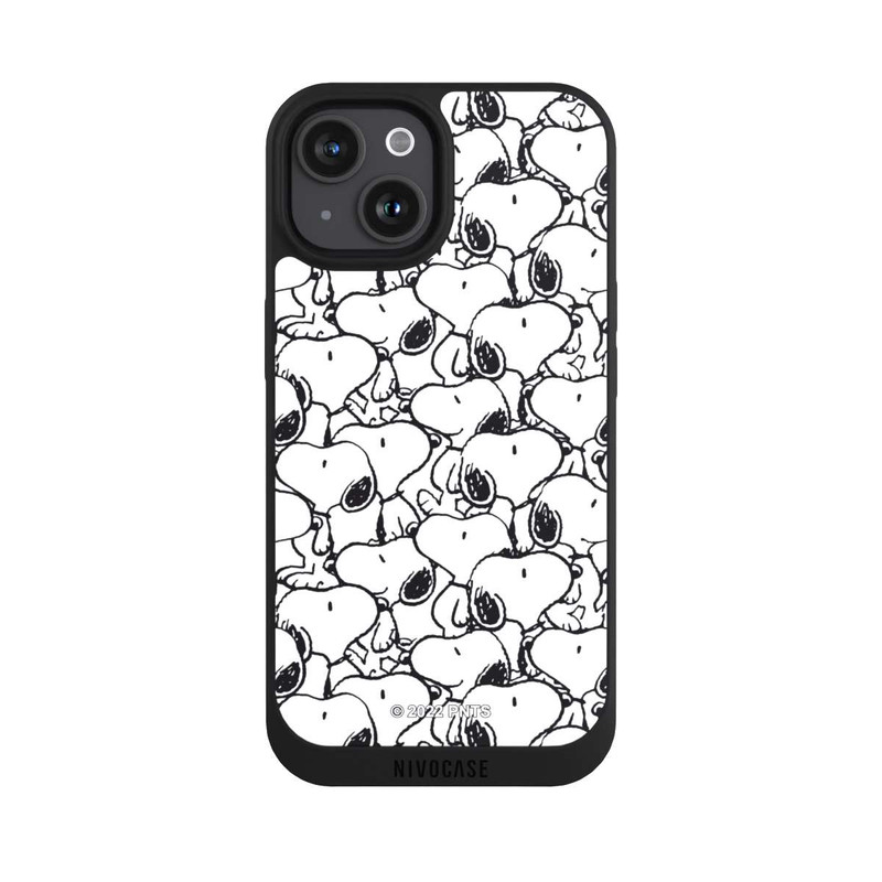 iPhone 15 NIVOpure Snoopy Pattern Noir & Blanc