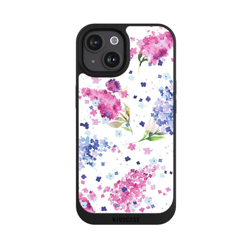 Apple iPhone 15 NIVOpure Hortensias Floraux Lilas Rose
