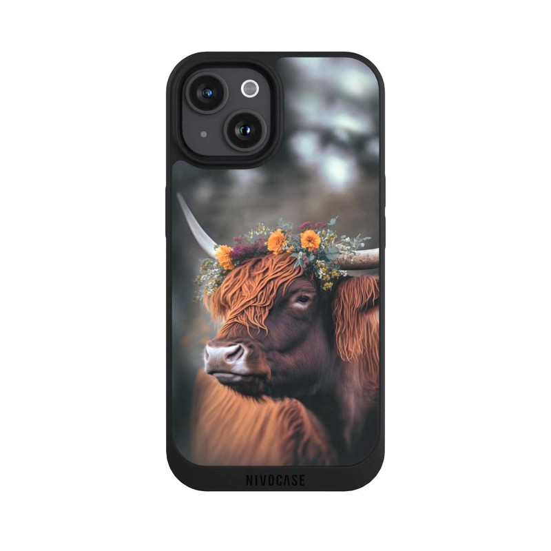 iPhone 15 NIVOpure Hochland Rind mit Blumen mit KI
