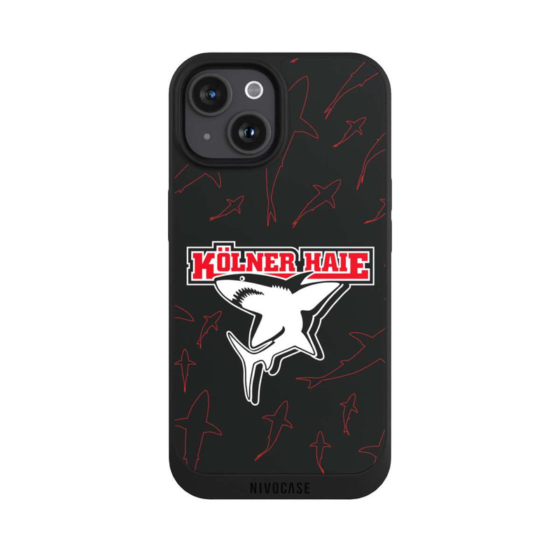 iPhone 15 NIVOpure Haie Muster Rot