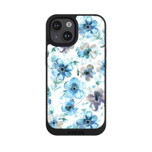 Apple iPhone 15 NIVOpure Blaues Blumenmuster Trendy