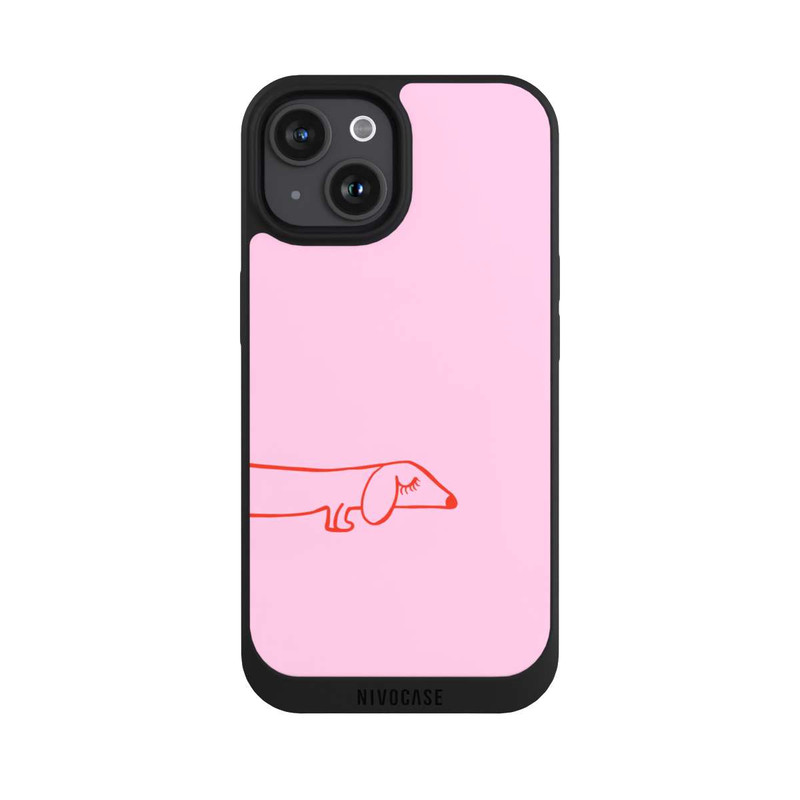 iPhone 15 NIVOpure Dachshund Illustration Pink