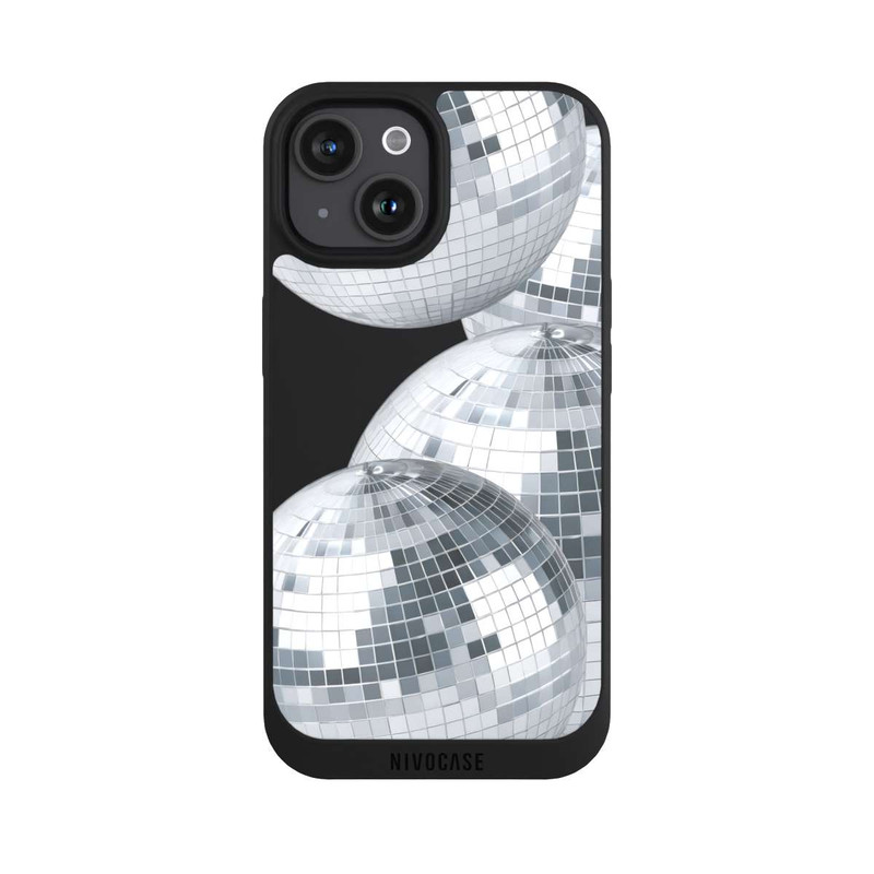iPhone 15 NIVOpure Discokugel Party Silver Transparent mit KI