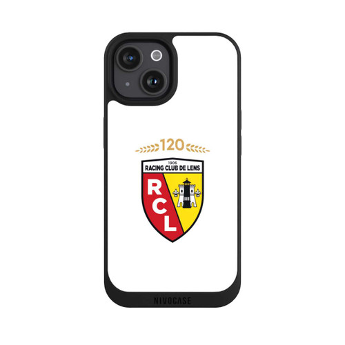 Apple iPhone 15 NIVOpure RC Lens 120 Jahre Jubiläums Logo weiß