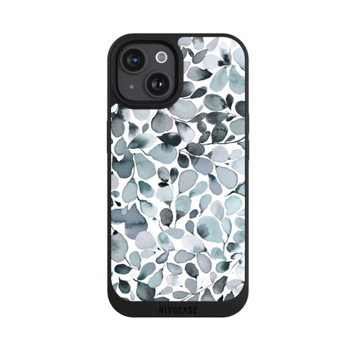 Apple iPhone 15 NIVOpure Eucalyptus Watercolor Leaves Grey