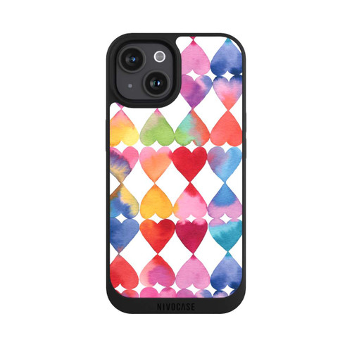 Apple iPhone 15 NIVOpure Buntes Herz Watercolor Muster