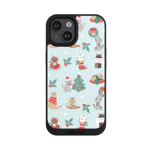 Apple iPhone 15 NIVOpure festliche Katzen im Winterwunderland