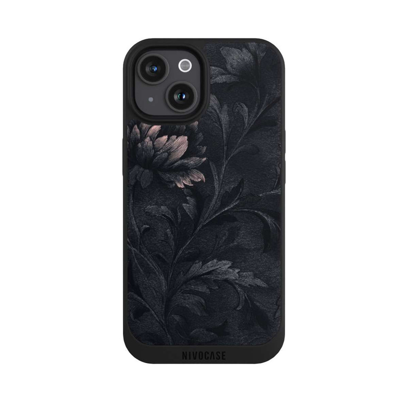 iPhone 15 NIVOpure Dunkles Blumenmuster Vintage