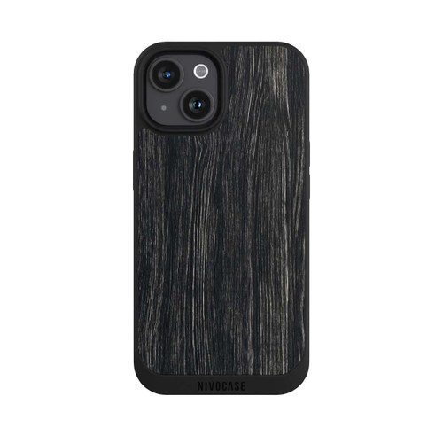 Apple iPhone 15 NIVOpure Dunkle Holzstruktur