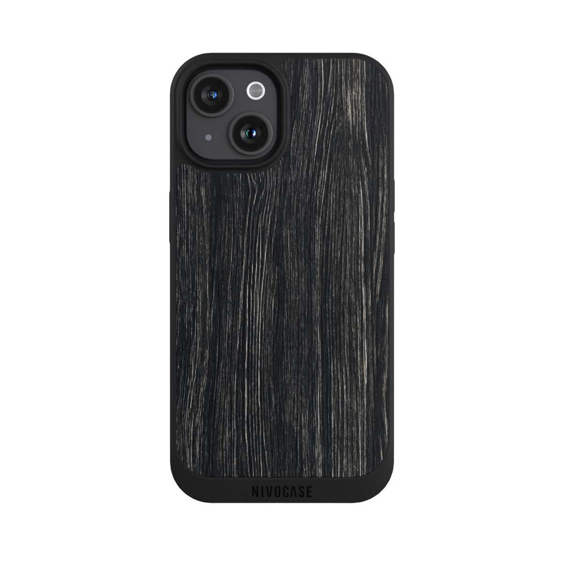 iPhone 15 NIVOpure Texture du Bois Foncé
