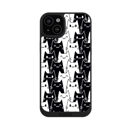 Apple iPhone 15 Plus NIVOpure Katzentapete Schwarz Weiß