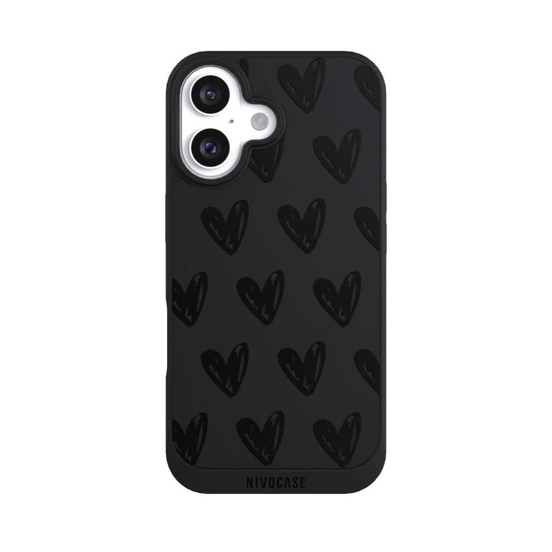 iPhone 16 NIVOpure Herzen Schwarz ohne Hintergrund