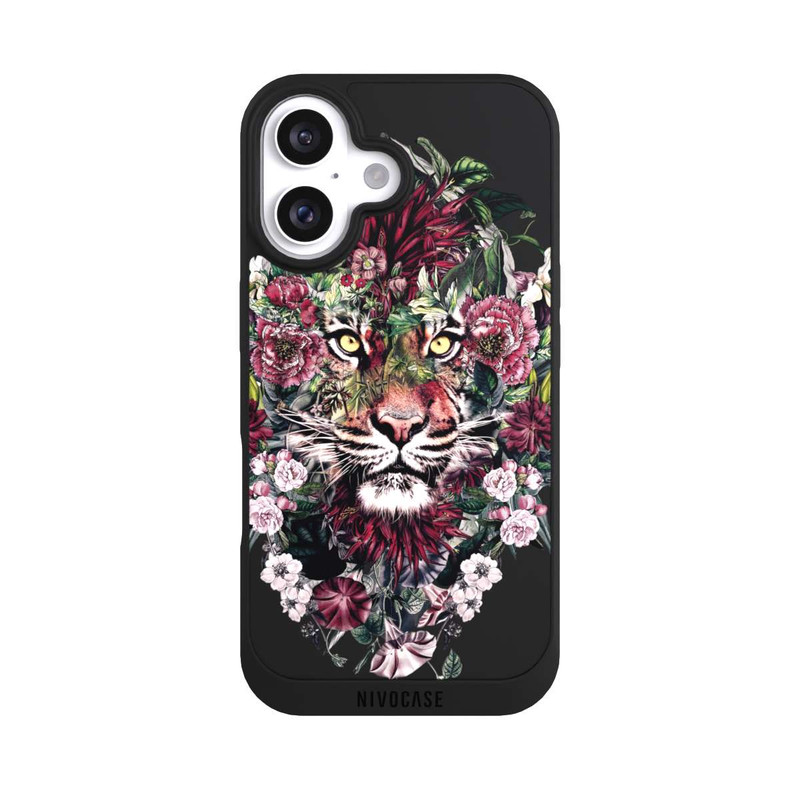 iPhone 16 NIVOpure Floraler Tiger ohne Hintergrund