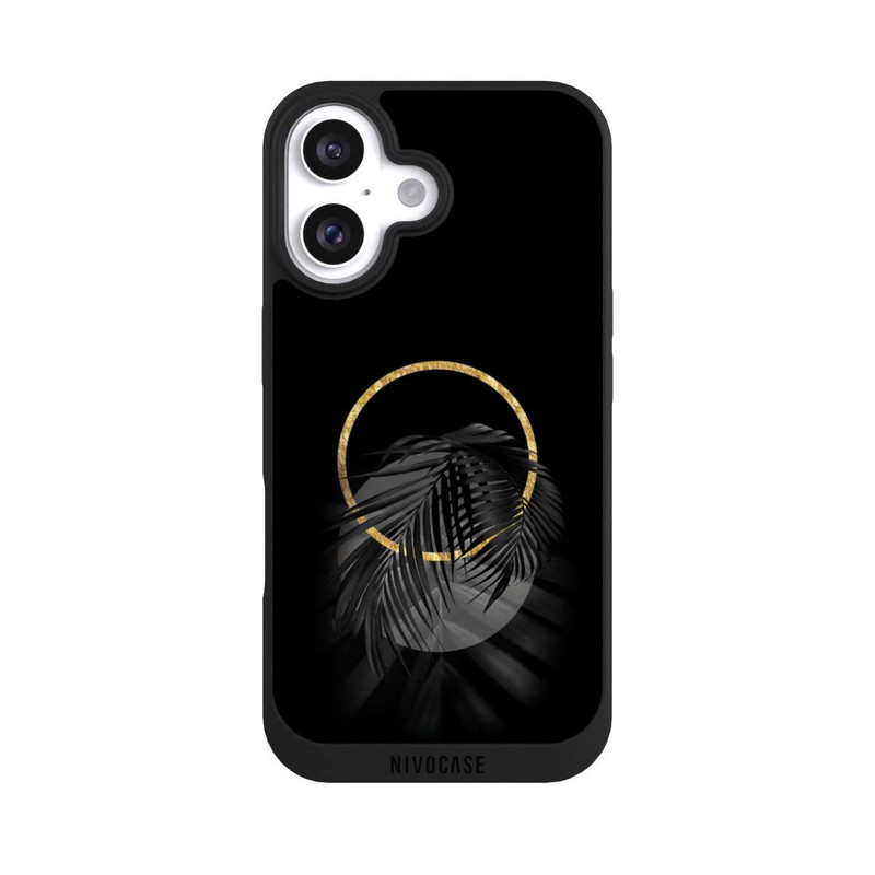 iPhone 16 NIVOpure tropische Blätter schwarz