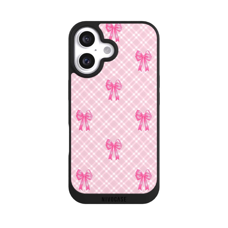 iPhone 16 NIVOpure Pink Bows and Plaid Pattern