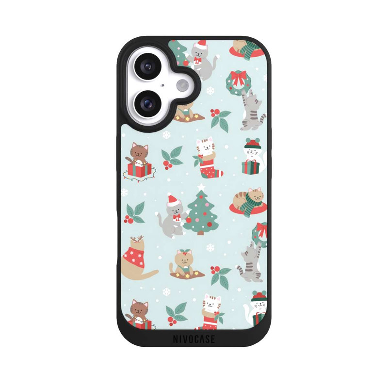 iPhone 16 NIVOpure festliche Katzen im Winterwunderland