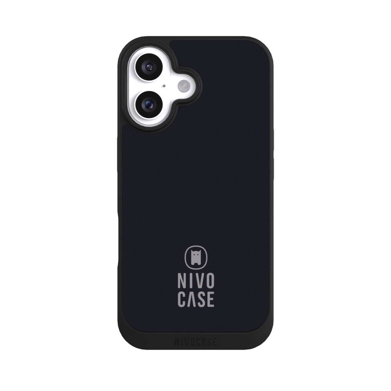 iPhone 16 NIVOpure Nivocase Logo Schwarz Grau