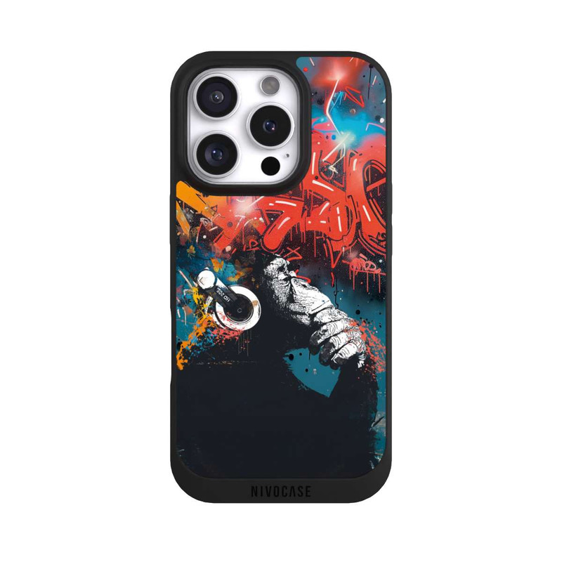 iPhone 16 Pro NIVOpure Affe Stereo Kopfhörer Graffiti Street Art