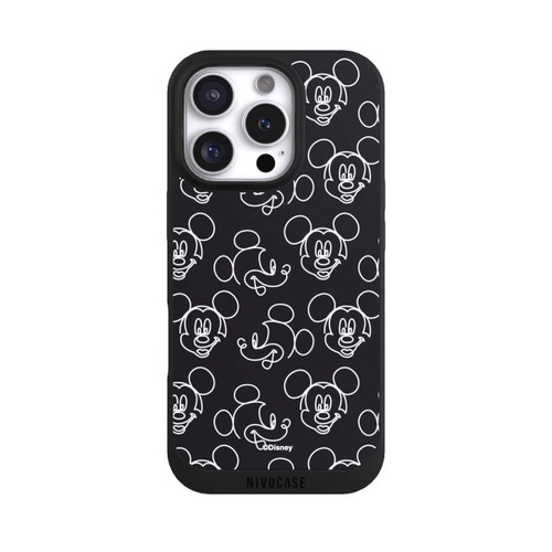 Apple iPhone 16 Pro NIVOpure Disney Mickey Faces Black Line Art Pattern