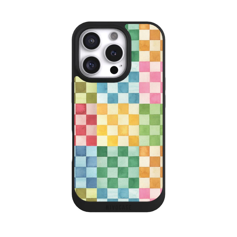 iPhone 16 Pro NIVOpure Checkerboard Watercolor Chess Geometric Red