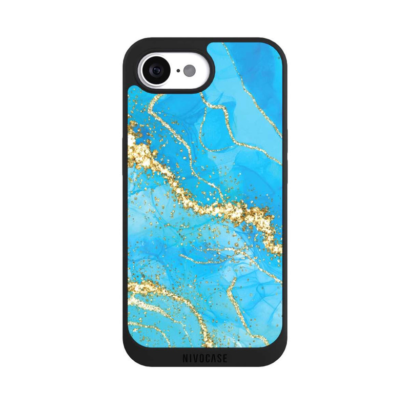iPhone 16e NIVOpure Türkis-goldene Tapete