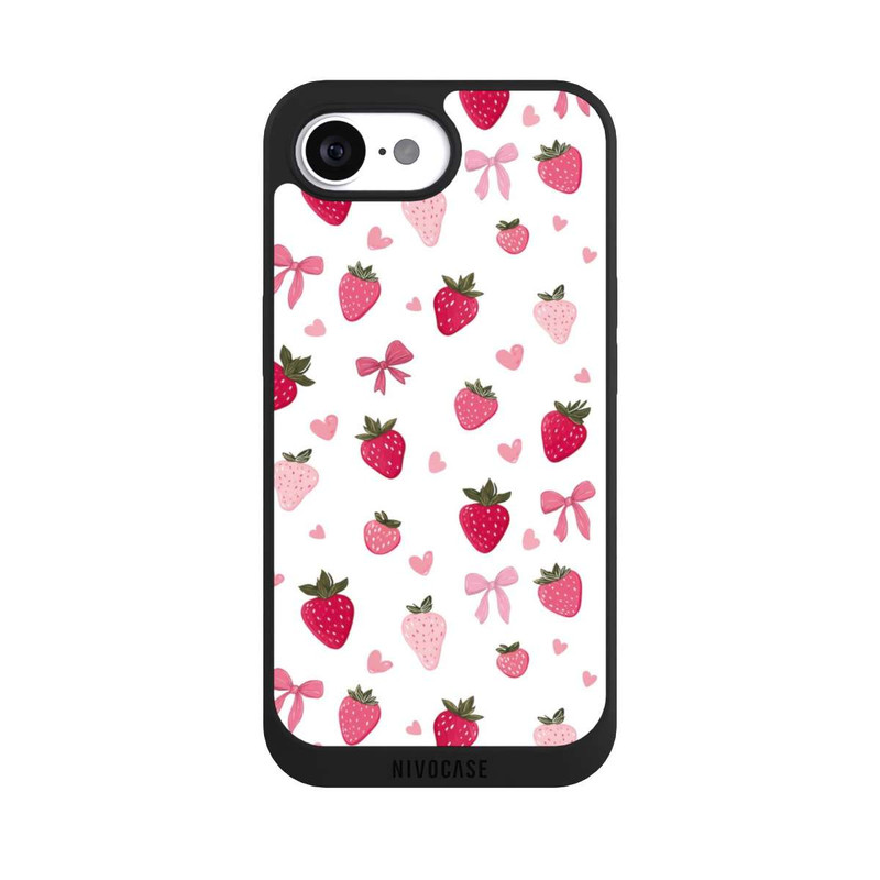 iPhone 16e NIVOpure Strawberry Ribbon Pattern Pink
