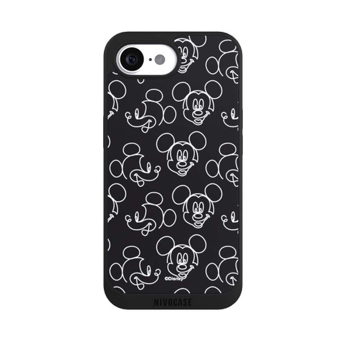Apple iPhone 16e NIVOpure Disney Mickey Faces Black Line Art Pattern