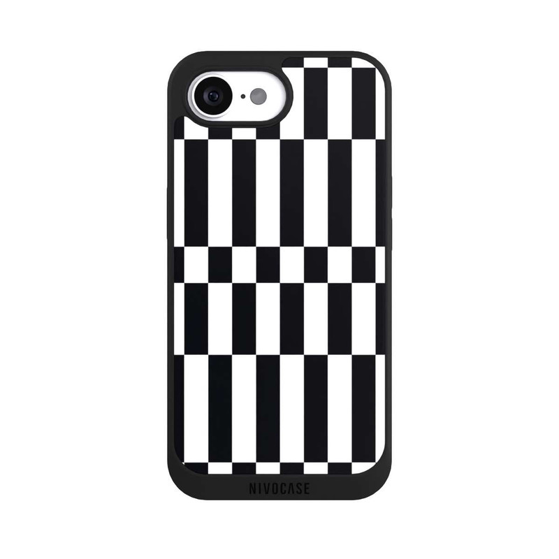 iPhone 16e NIVOpure Checked Abstract Bold Black and White Color Block