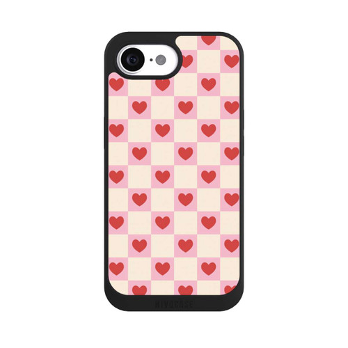 Apple iPhone 16e NIVOpure Rosa Kariertes Herzmuster Valentinstag