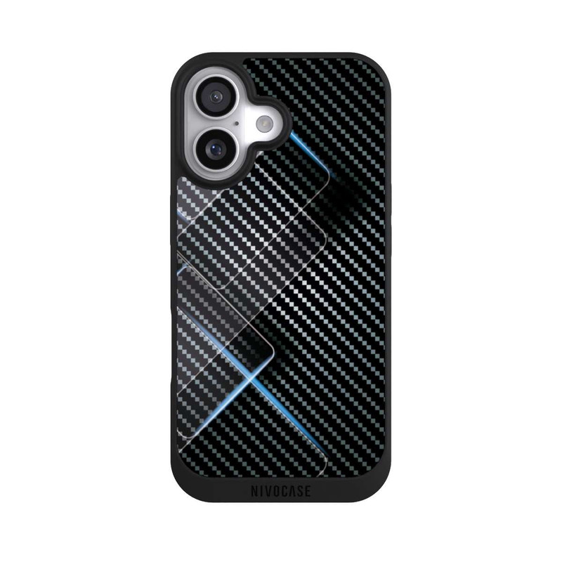iPhone 17 NIVOpure Blaue Linien auf Karbon