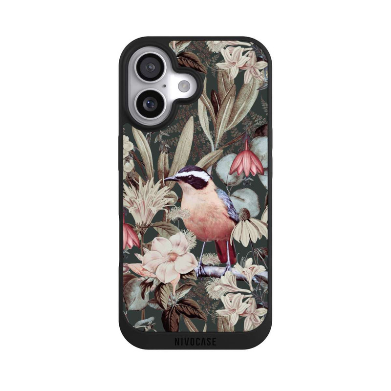 iPhone 17 NIVOpure Orangefarbener Vogel im Vintage Blumenmuster