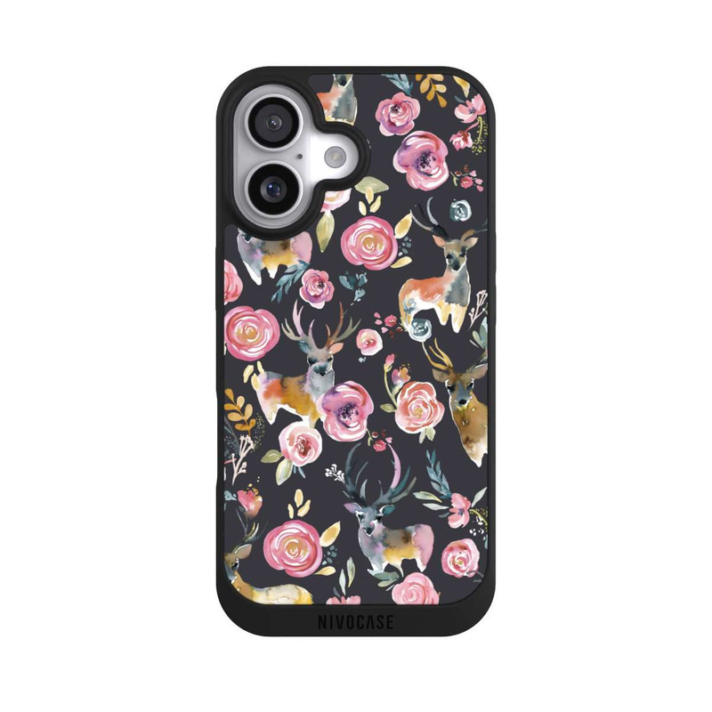 iPhone 17 NIVOpure Cerfs et fleurs Anthracite