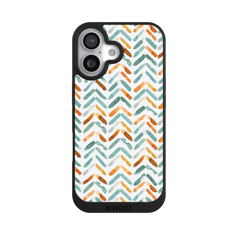 iPhone 17 NIVOpure Elegantes Herbstchevron Blau Orange