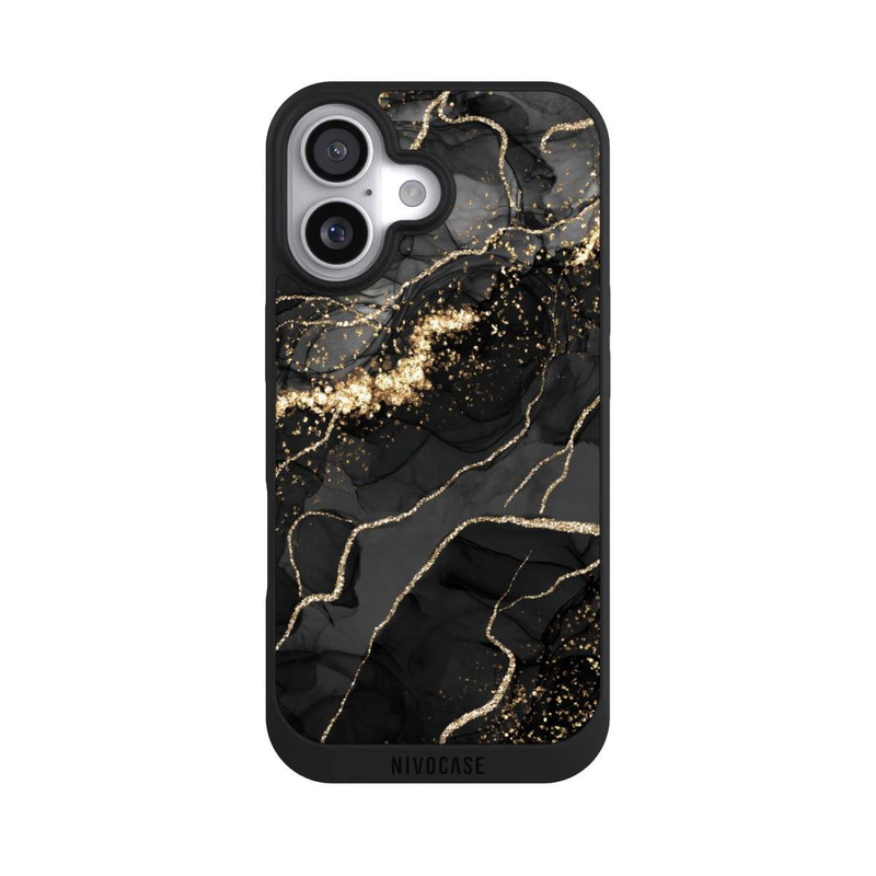 iPhone 17 NIVOpure Dark Marble Swirls Gold Look