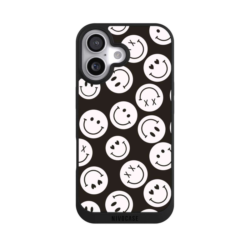 iPhone 17 NIVOpure Smiles Emotes Pattern Black And White