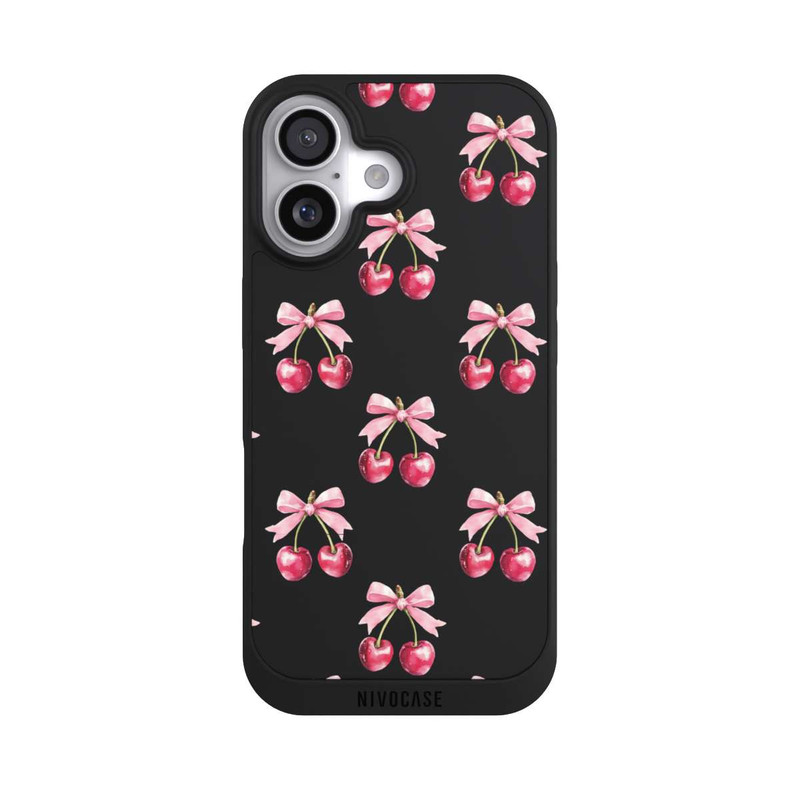 iPhone 17 NIVOpure Motif Nœud Cerise transparent avec IA
