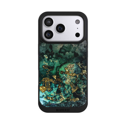 Apple iPhone 17 Pro NIVOpure Cyan Glitzer Marmorlook