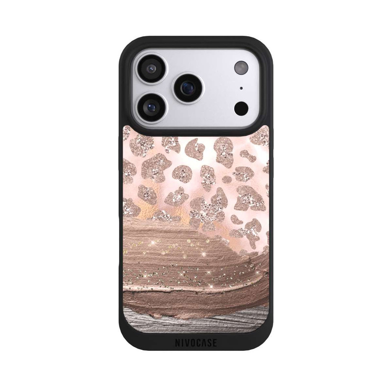iPhone 17 Pro NIVOpure Silberner Leoparden Glitzerlook