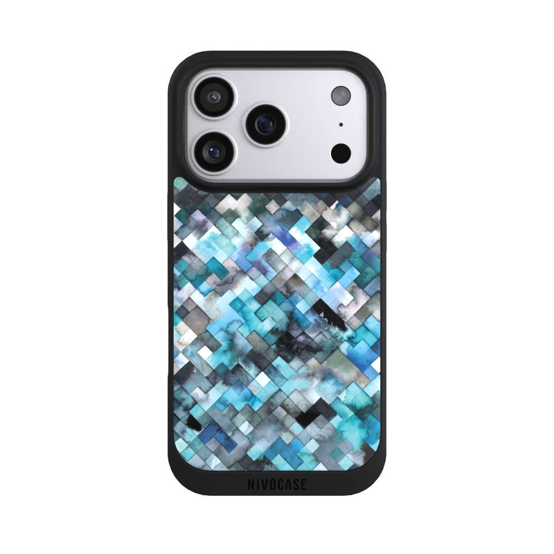 iPhone 17 Pro NIVOpure stimmungsvolles geometrisches Muster blau