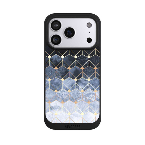 Apple iPhone 17 Pro NIVOpure Blaue Sechsecke und Diamanten Golddruck