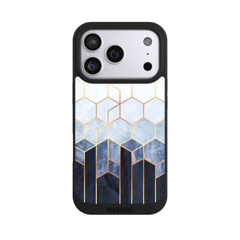 iPhone 17 Pro NIVOpure Blauer Farbverlauf Sechsecke Golddruck