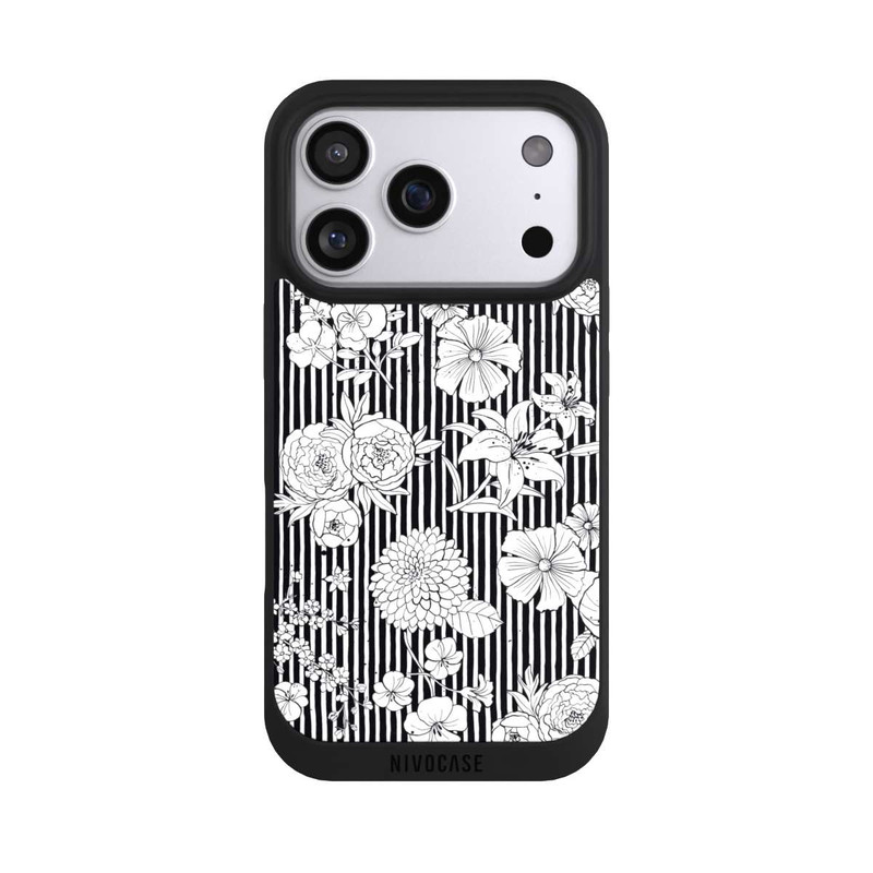 iPhone 17 Pro NIVOpure Flowers and Stripes Black and White